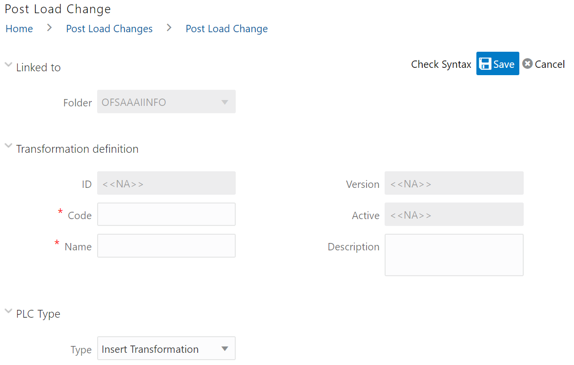 This image displays the Post Load Change window.