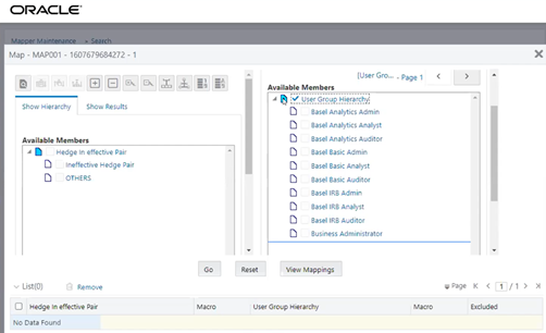 This illustration shows the Mapper Definition window. You can select (pagination) icon to view more options under the selected member.