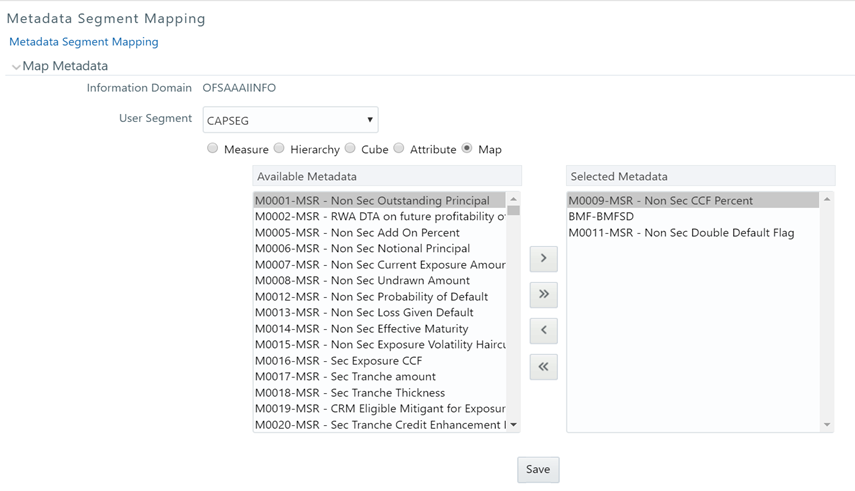 Description of the Metadata Segment Mapping window follows