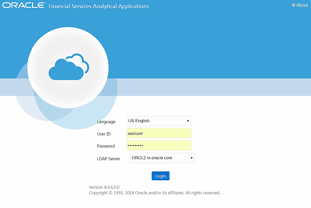 This image displays the OFSSA Login page.