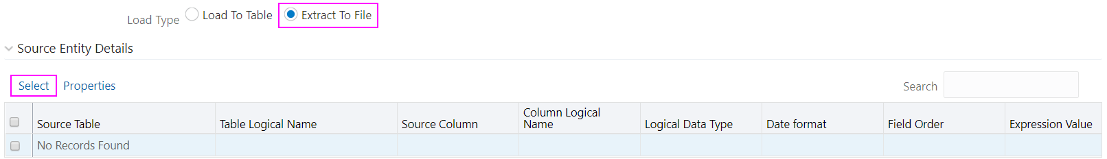 This image displays the Source Entity Details pane.