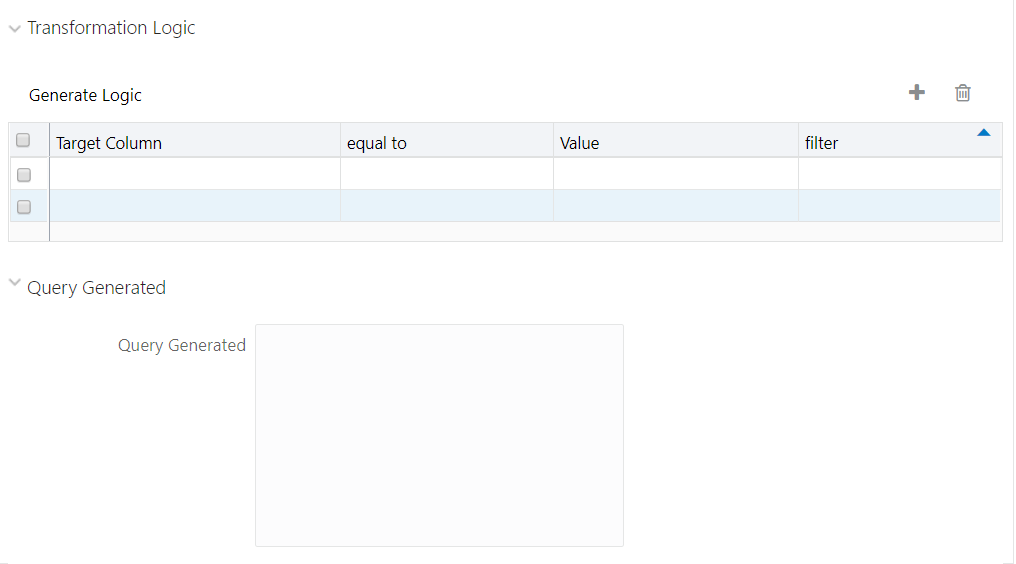 This image displays the Transformation Logic pane.