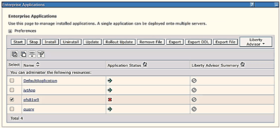 This illustration displays the Enterprise Applications Window.