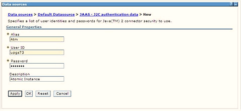 JAASJ2C authentication data New