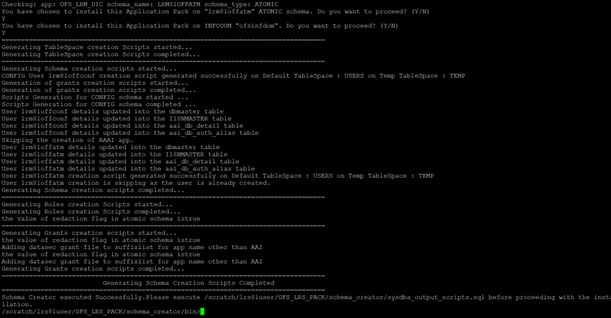 Schema Creation in Offline Mode Script Generation