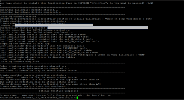 Schema Creation in Online Mode –Successful