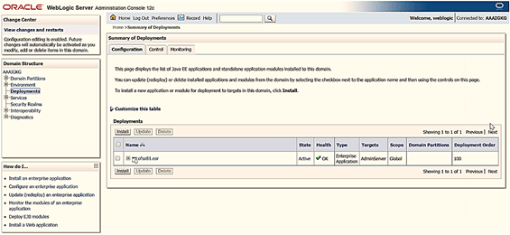 This illustration displays the Summary of Deployments Window.