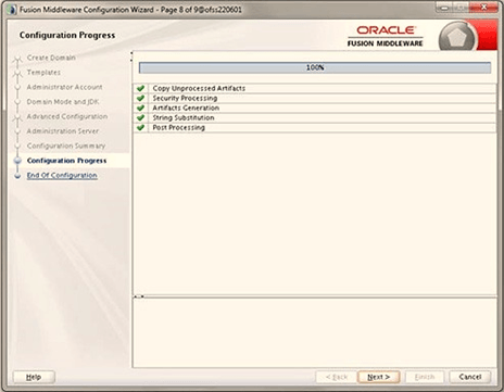 Configuration progress with Complete status