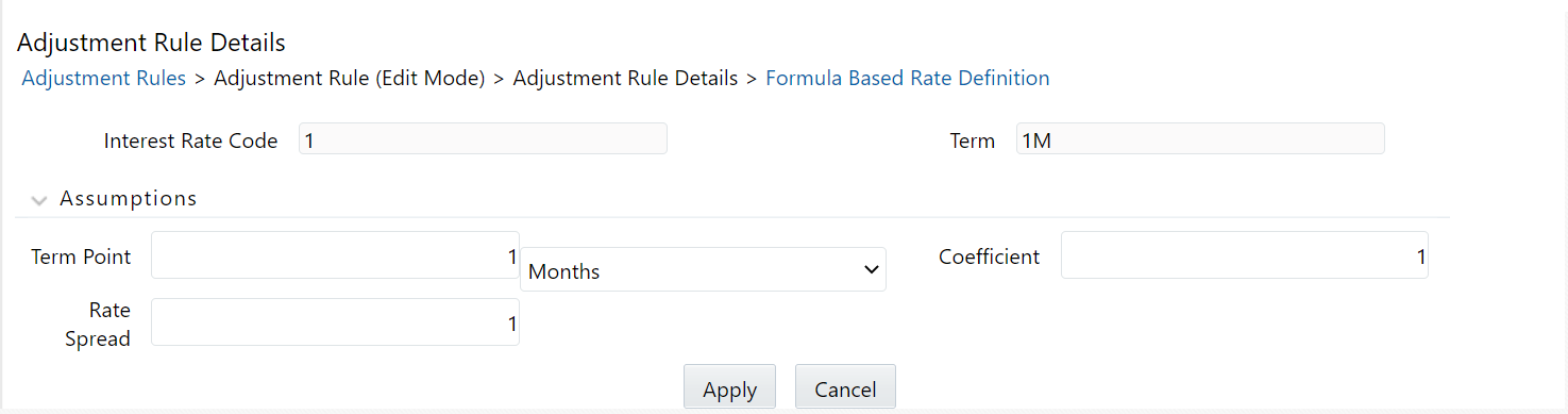 Adjustment Rules Details - Formula Based Rate Definition