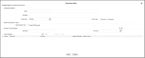 The Simplified Batch Details window allows you to create a new Simplified Batch Rule.