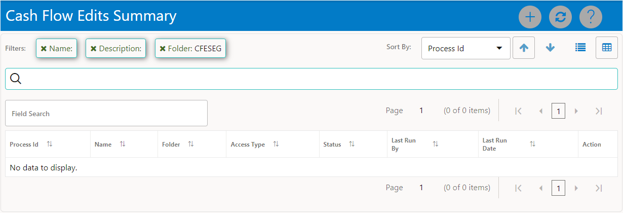 Cash Flow Edit Summary page