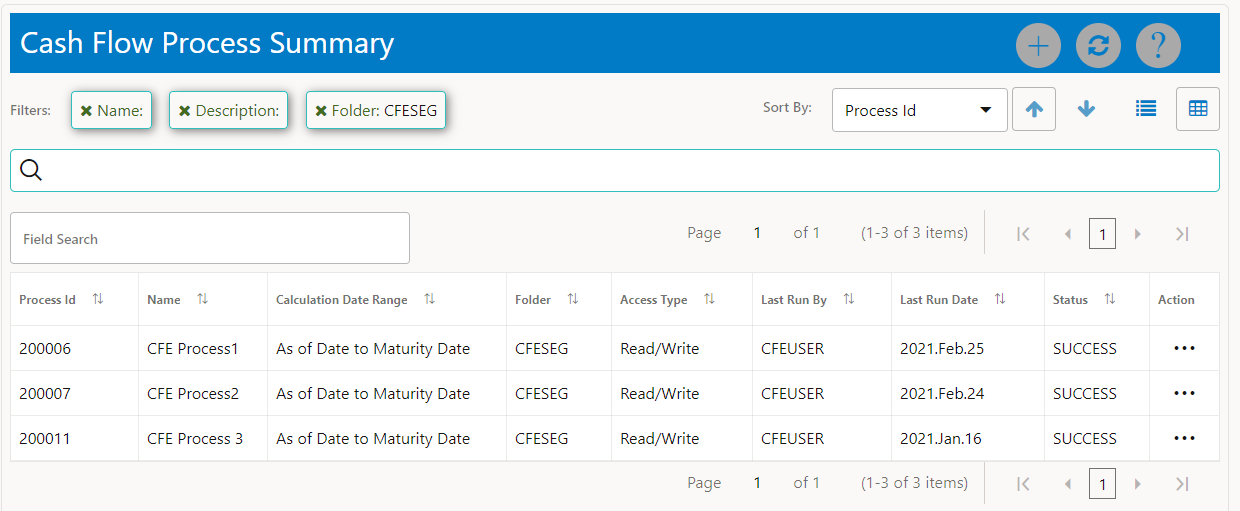 Cash Flow Process Summary page