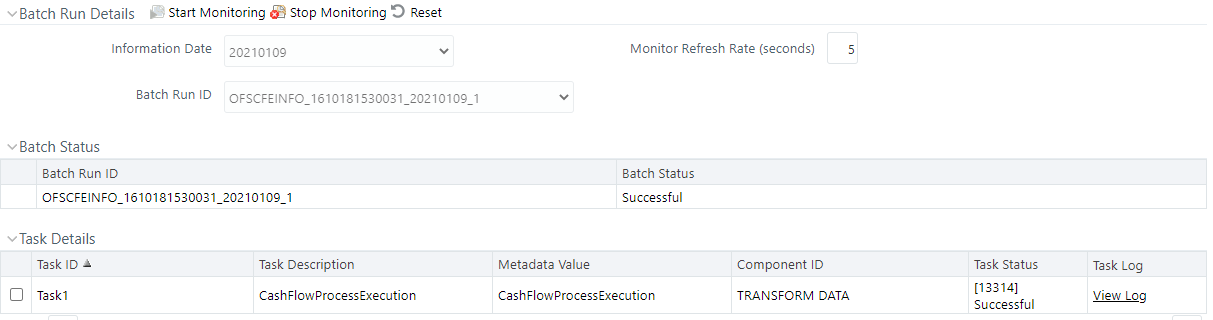 View Cash Flow Process Log