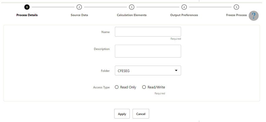 Create Cash Flow Process page