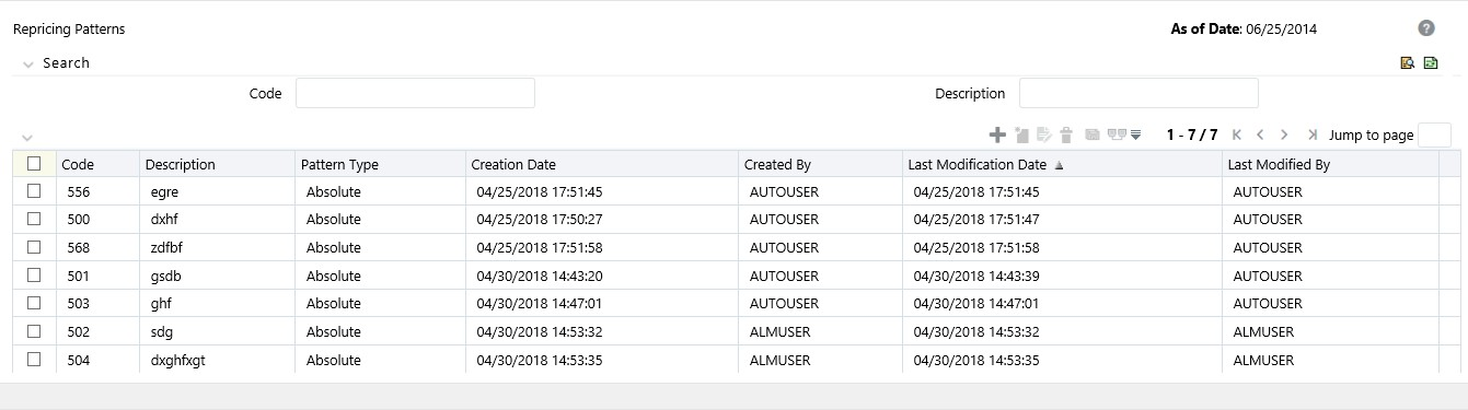 Repricing Pattern Summary Page