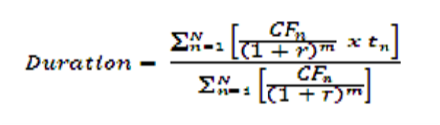 This image displays the Macaulay Duration Formula.