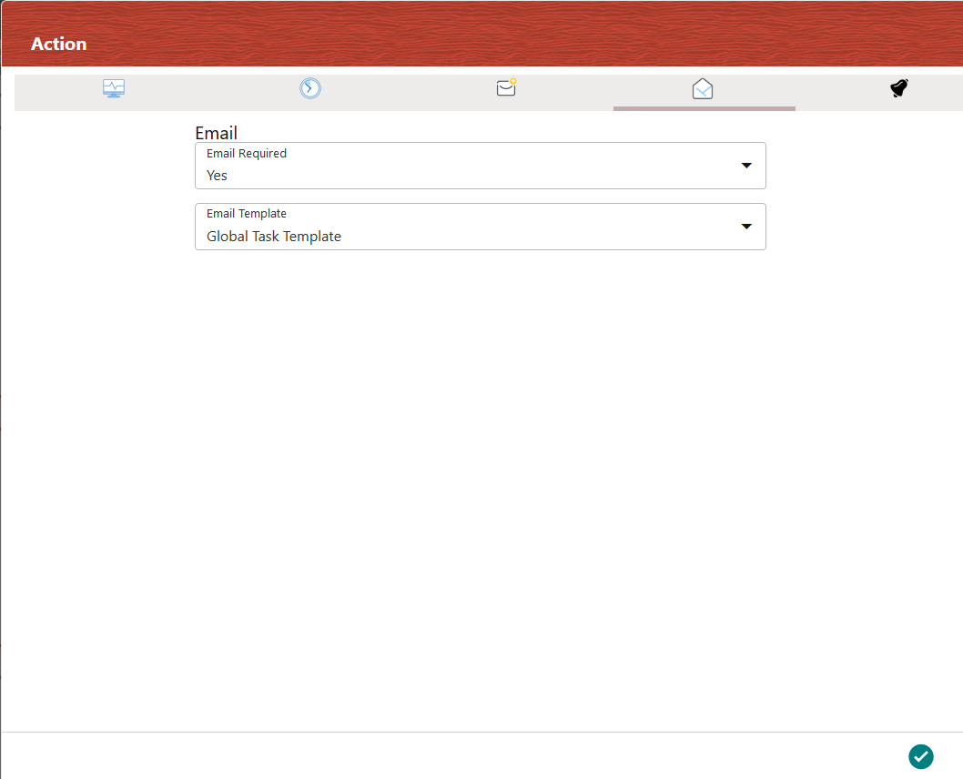 This image displays the Action Details Window - Setting Email Notification. This image displays the Action Details Window - Setting Email Notification.