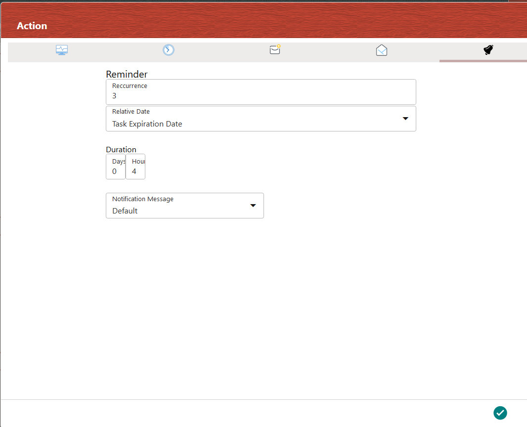 This image displays the Action Details Window - Setting Reminder for Your Task. This image displays the Action Details Window - Setting Reminder for Your Task.