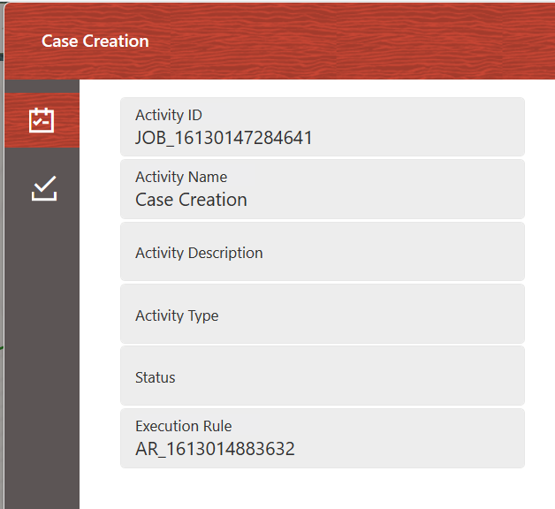 This image displays the Activity Execution Details window to View the Activity Execution Logs.