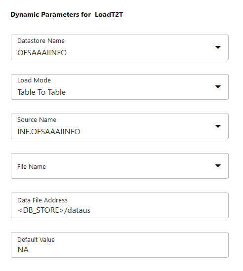 This image displays the Dynamic Parameters for LOAD DATA. This image displays the Dynamic Parameters for LOAD DATA.