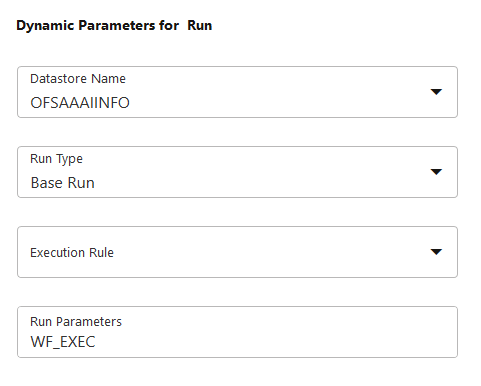 This image displays the Dynamic Parameters for RUN.