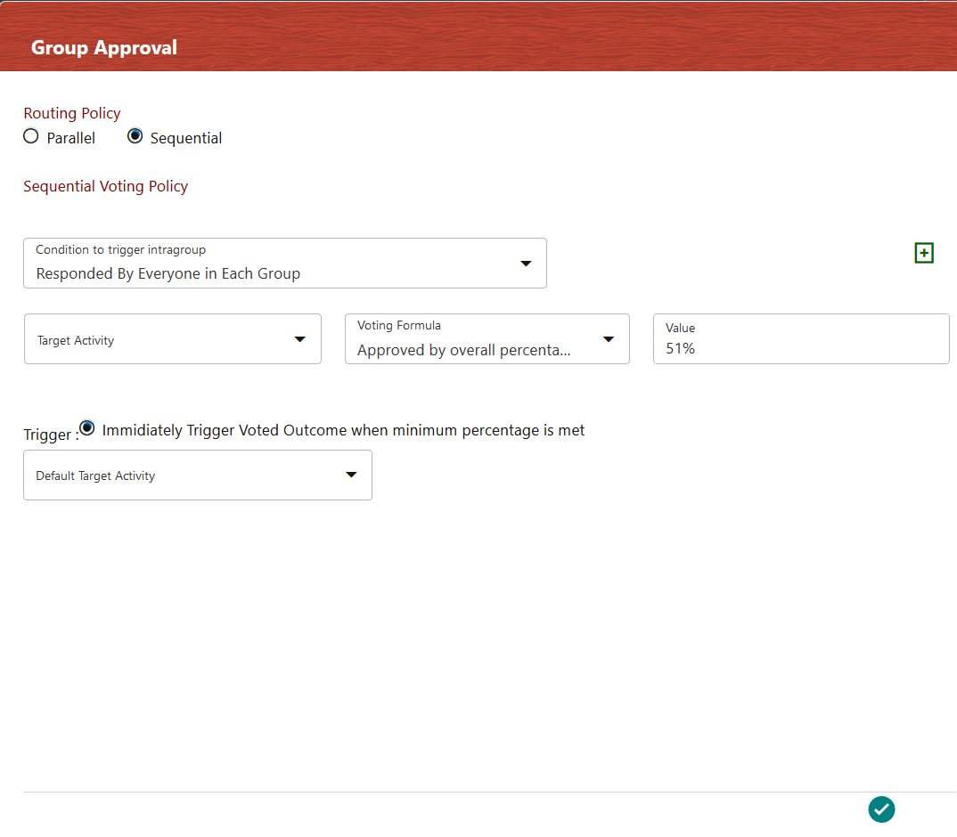tHis image displays the Group Approval Details Window to Configure Sequential Group Approval
