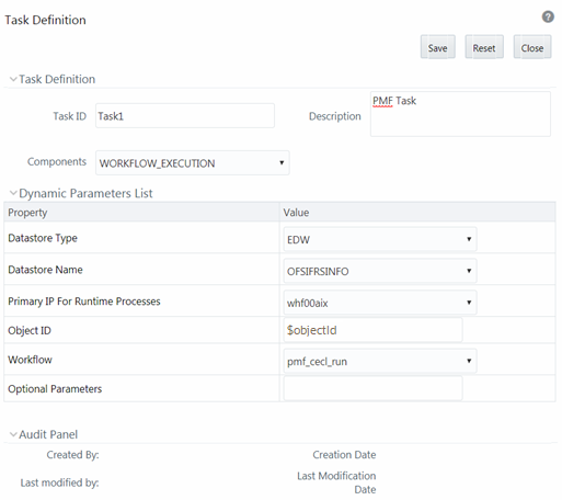 This image displays the Task Definition window to Create a New Task.