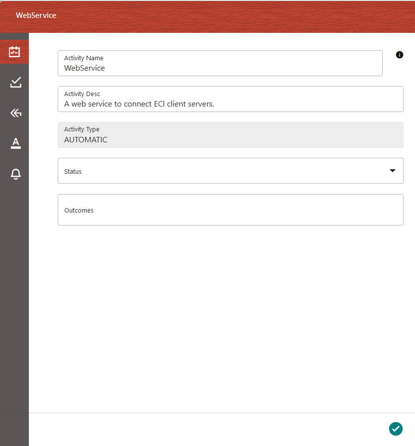This image displays the Webservice Invocation Activity Details.