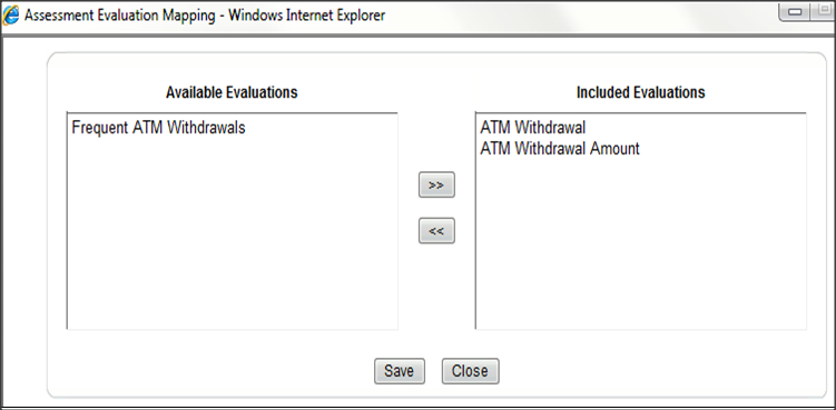 Assessment Evaluation window