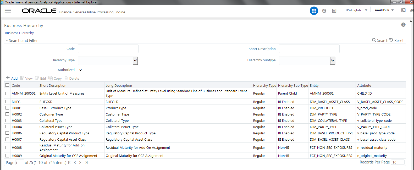Build Hierarchy page