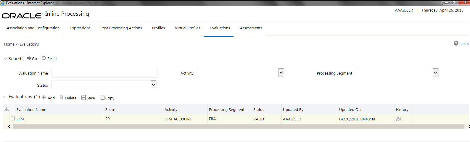 Evaluation Details page