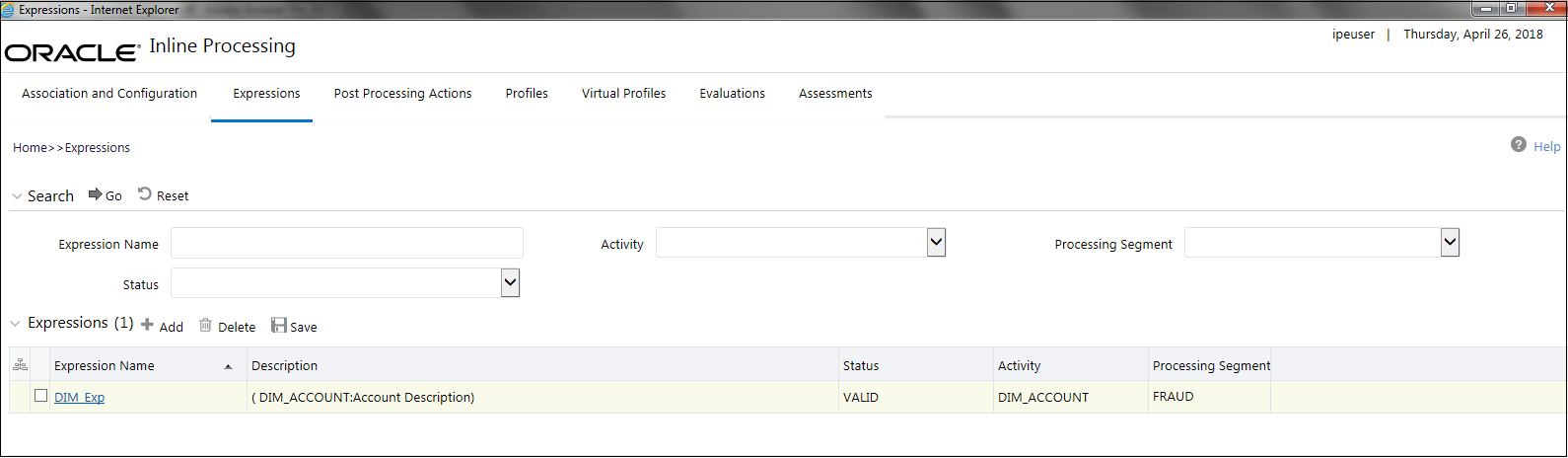 Expressions Details page