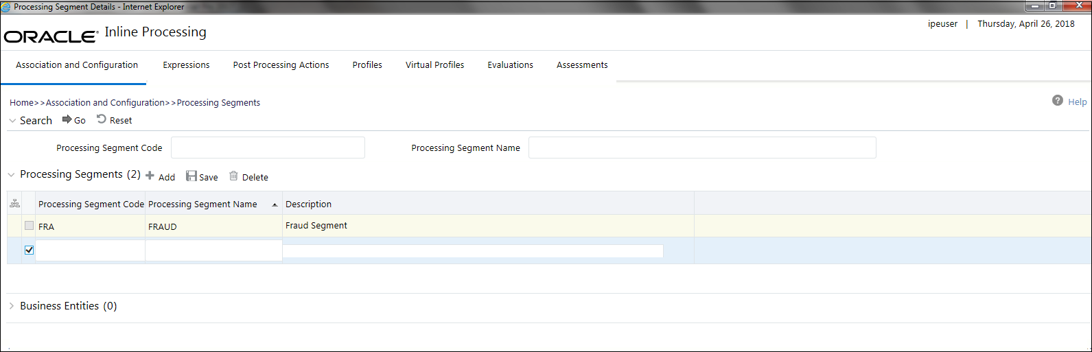 Adding Processing Segment