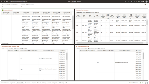 Common COA-Key and Standard Dimensions Registry