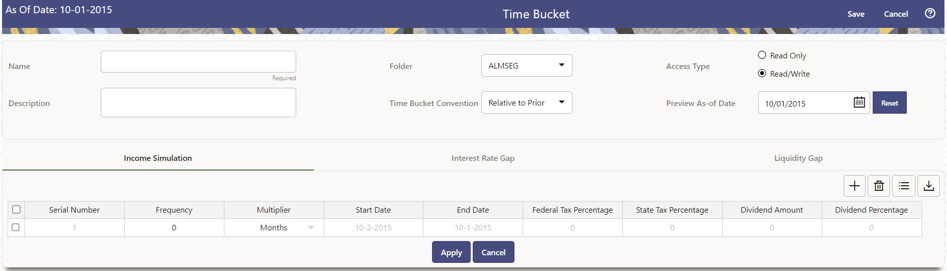 Creating Time Bucket Rule