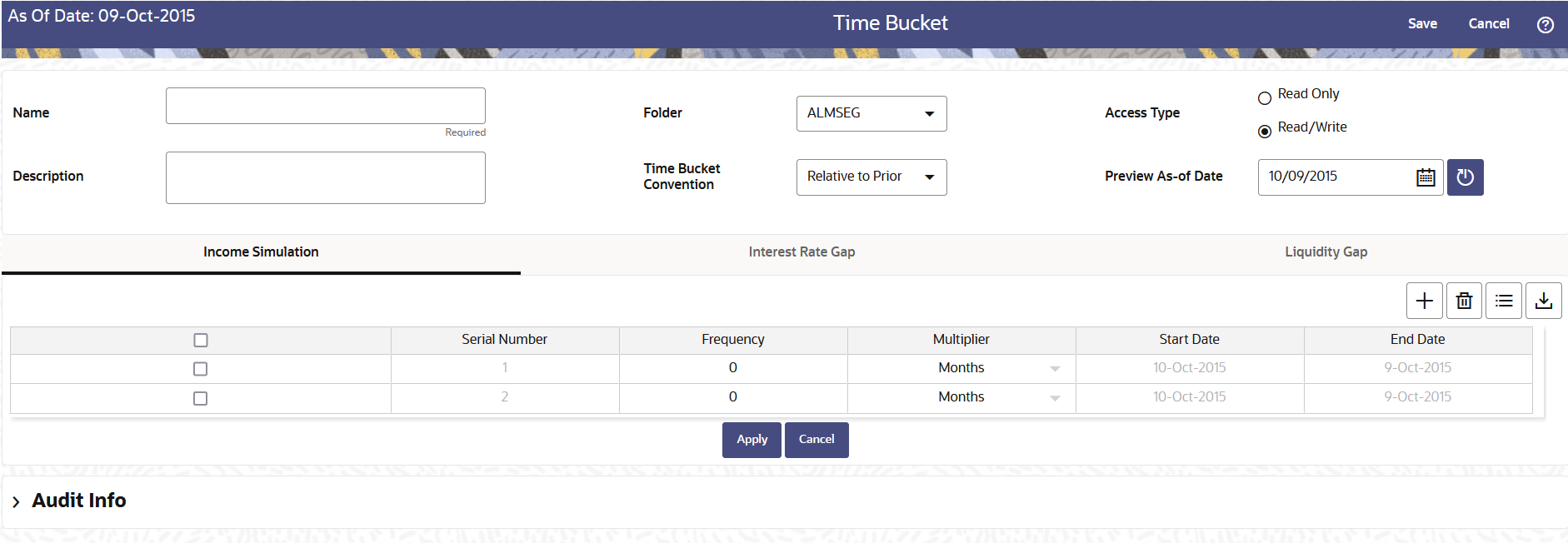Creating Time Bucket Rule