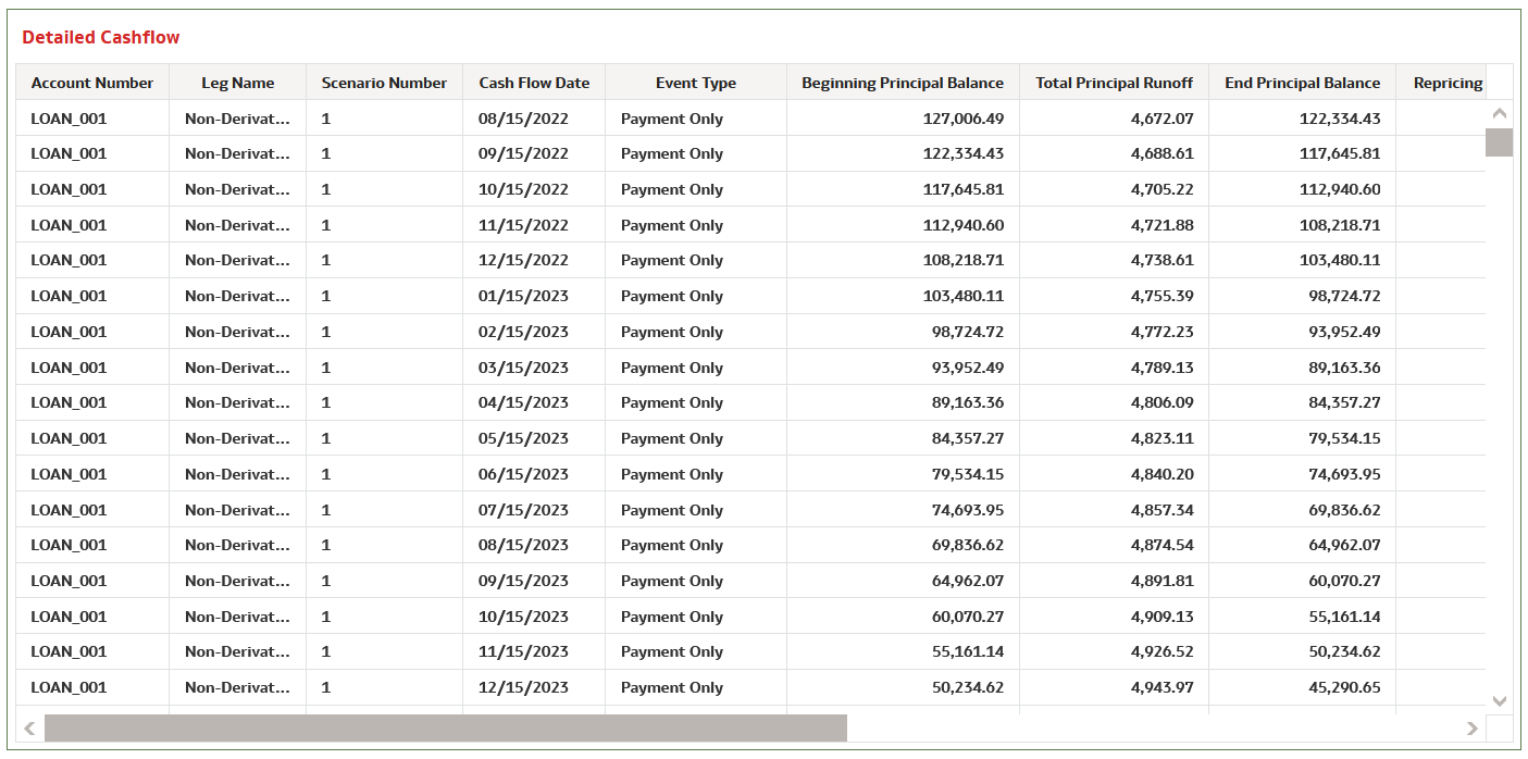 Detailed Cashflow