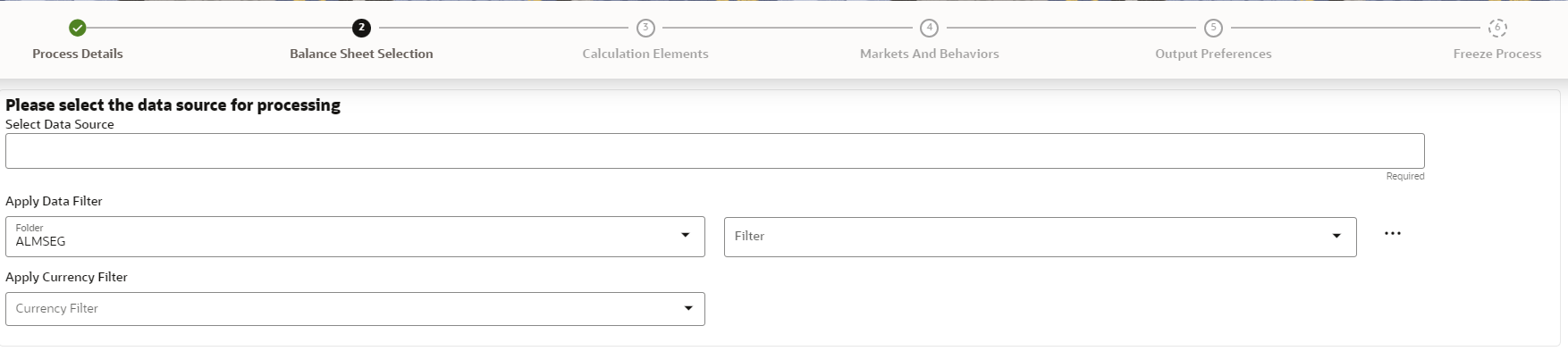 Data Source details of Balance Sheet Selection