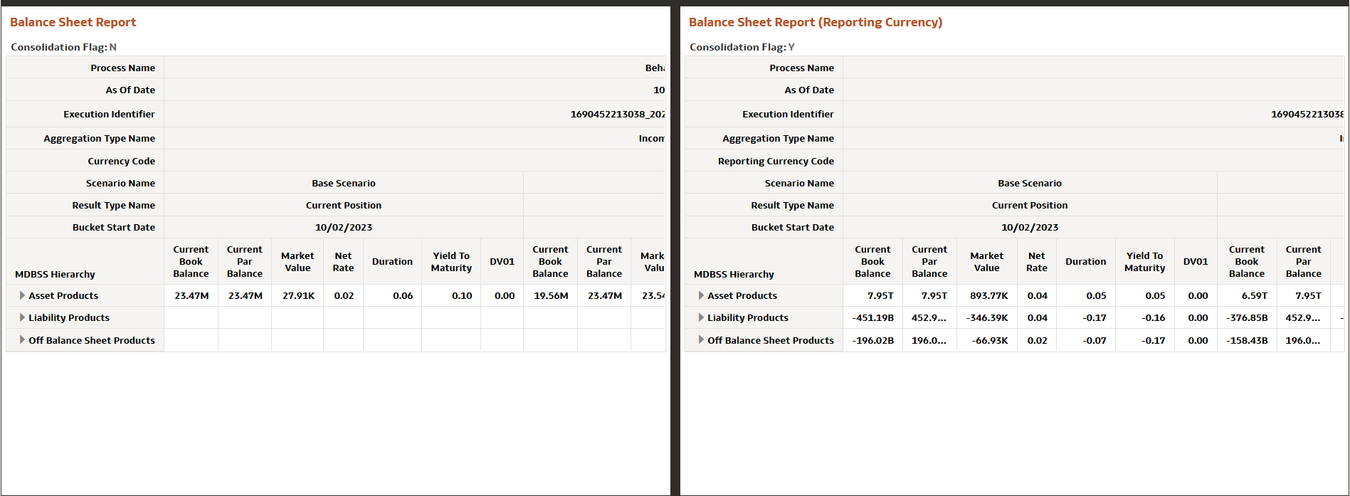 Market Value MDBSS ( Balance Sheet Report)