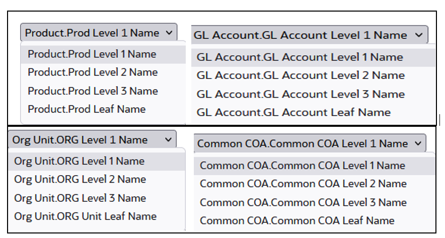 Cashflow Output key processing dimension hierarchies