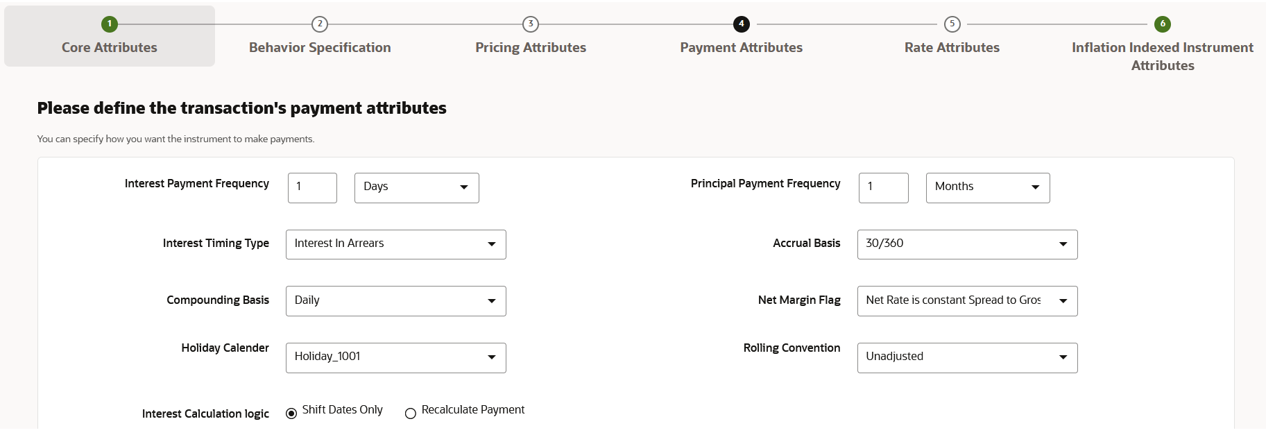 Payment Attributes section to Define the Transaction Strategy Rule