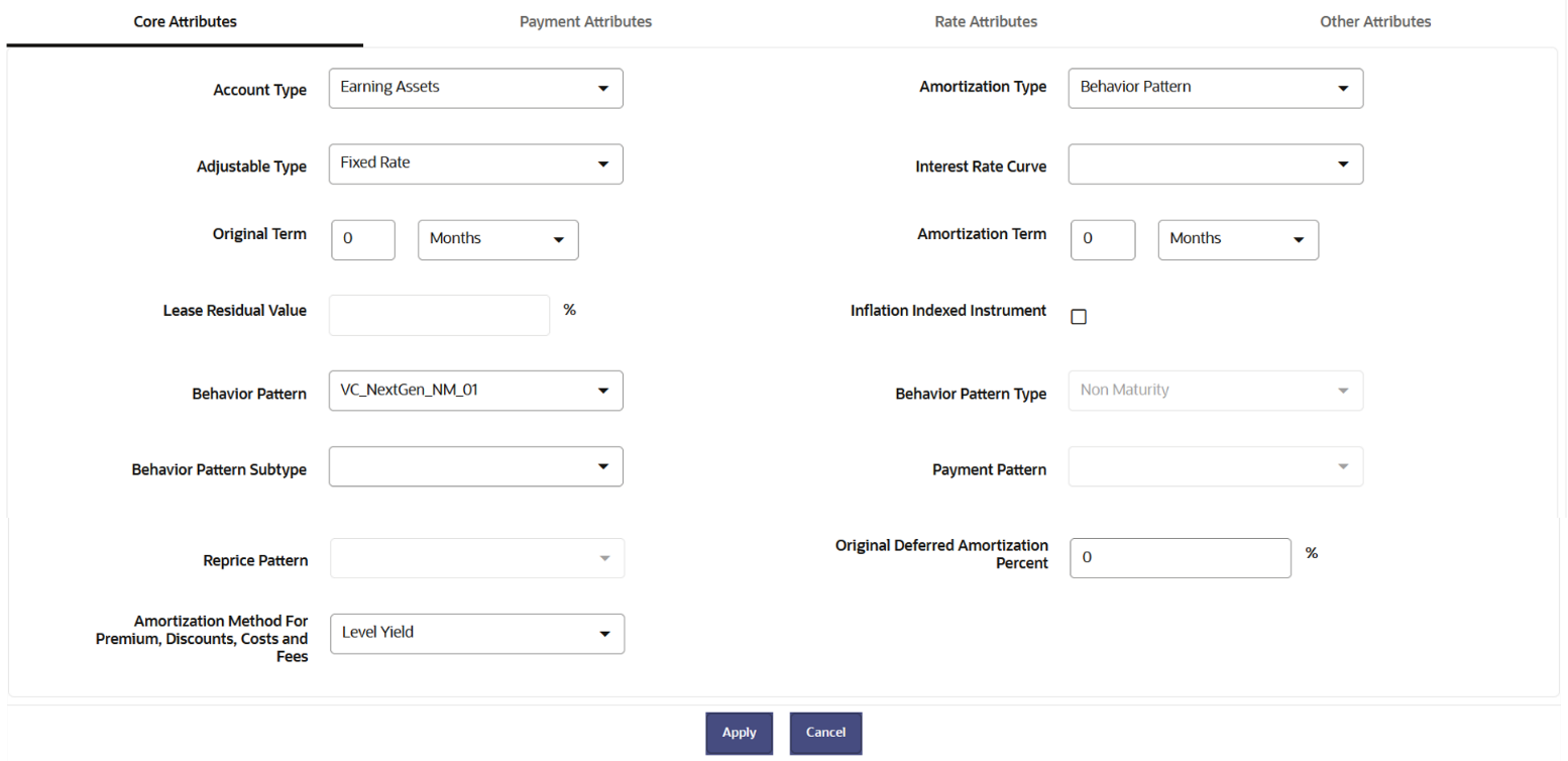 Core Attributes Tab to Define the Product Characteristic Rule