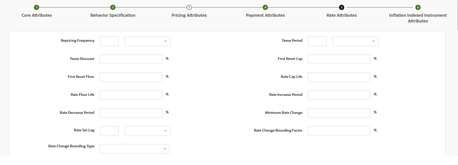 Rate Attributes section Rate Attributes section