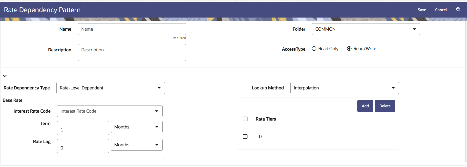 Rate Dependency Pattern Page to Create a New Rate Dependency Pattern Rule Rate Dependency Pattern Page to Create a New Rate Dependency Pattern Rule