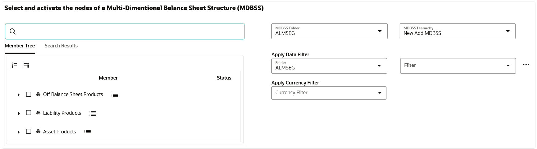 Data Source details of Balance Sheet Selection