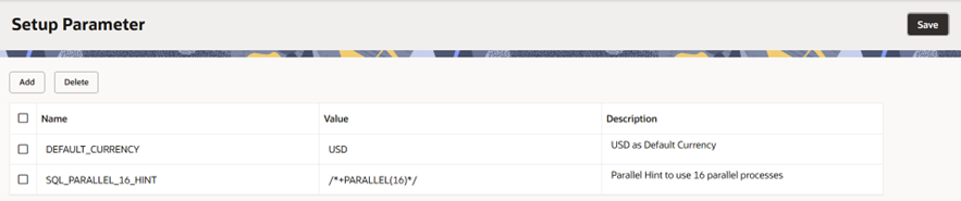 Setup Parameter
