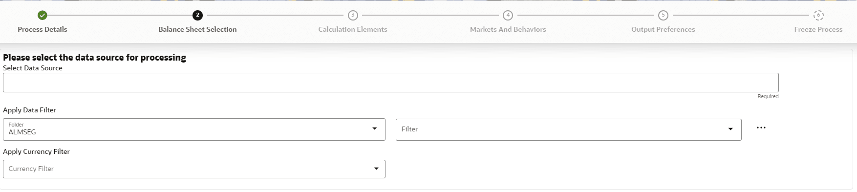 Data Source details of Balance Sheet Selection