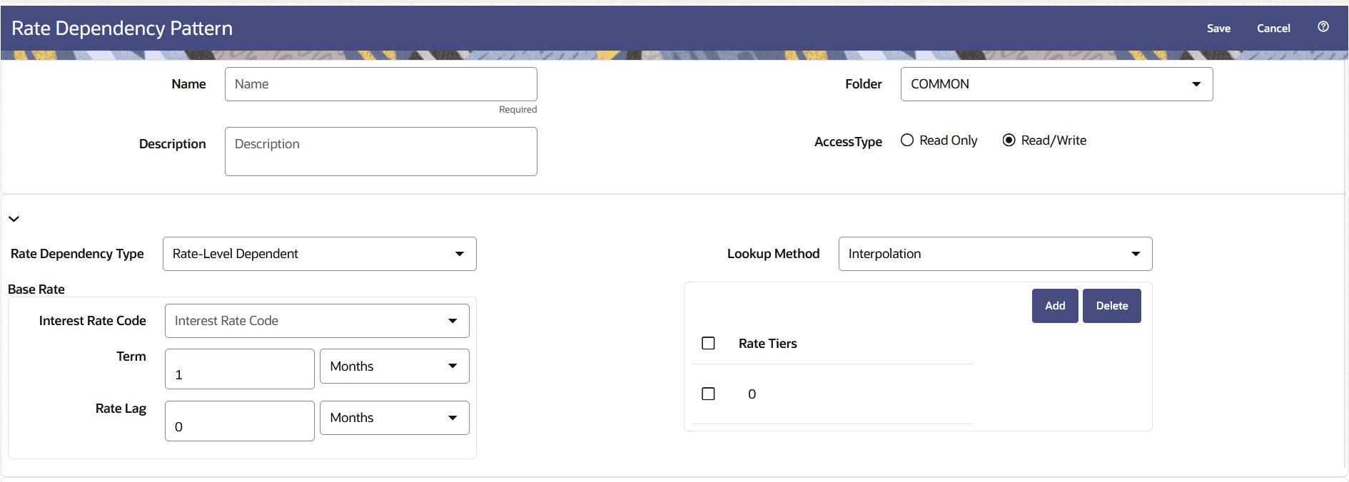 Rate Dependency Pattern Page to Create a New Rate Dependency Pattern Rule Rate Dependency Pattern Page to Create a New Rate Dependency Pattern Rule