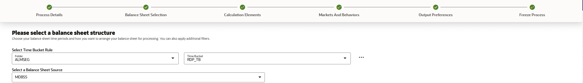 Balance Sheet Selection