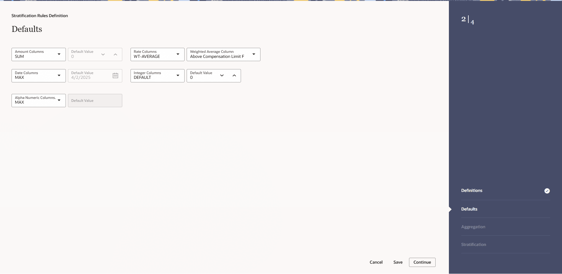 Defaults section
